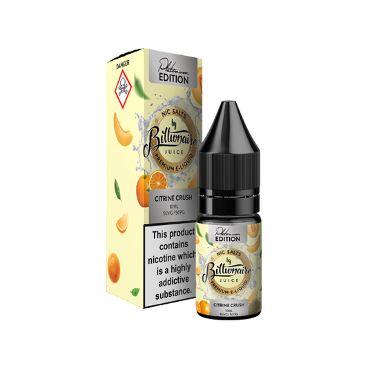 10mg Billionaire Juice Platinum Edition 10ml Nic Salts (50VG/50PG)