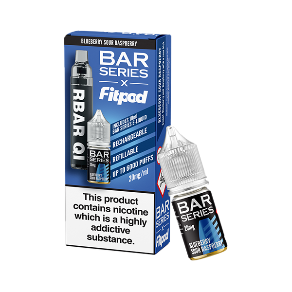 20mg Bar Series x Fitpod RBAR QI Refillable Disposable Vape & 10ml Nic Salt - 6000 Puffs (Buy 1 Get 1 Free)