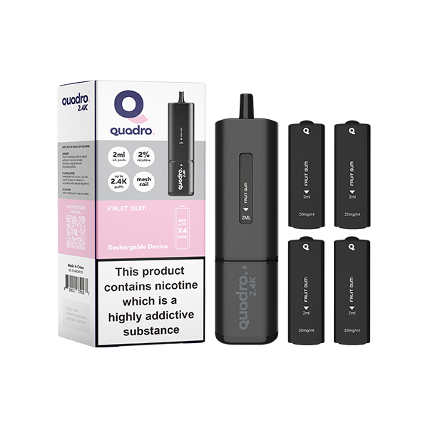 20mg Quadro 2.4K Pod Vape Kit 4 in 1 Black Series 2400 Puffs