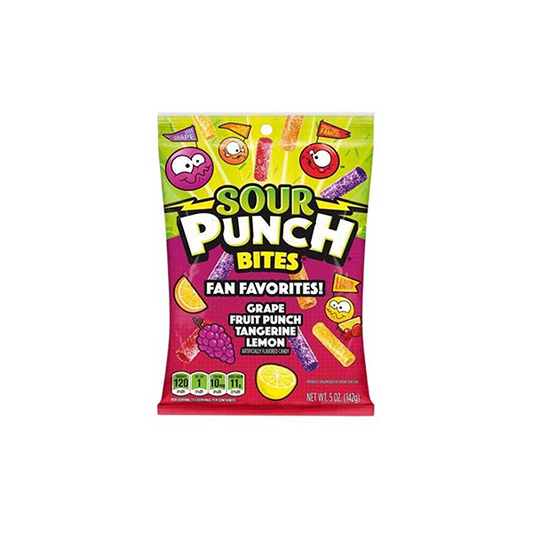 USA Sour Punch Bites Fan Favourites Share Bags - 142g - Past Best Before date